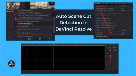 Screenshot of DaVinci Resolve's Scene Cut Detection window, highlighting the 