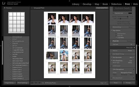 Example of a Digital Contact Sheet in Lightroom