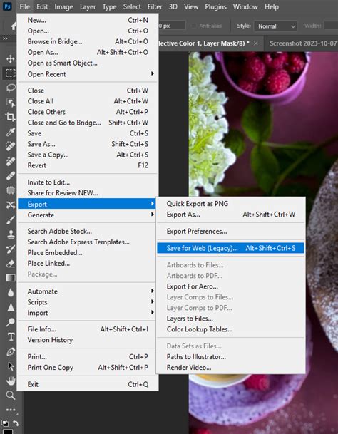 Photoshop Save for Web dialog comparison