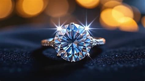 Close-up of a diamond ring with sparkling facets