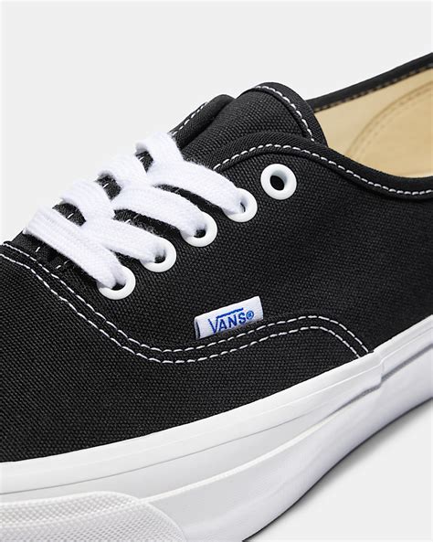 Close-up of the Vans Authentic shoe showing its canvas upper and rubber sole