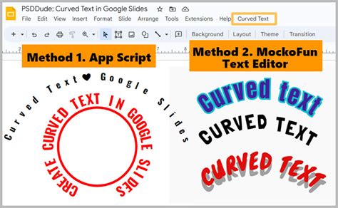 Example of curved text created using Google Drawings and WordArt