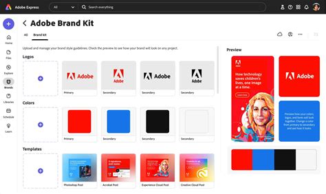 Adobe Express dashboard showcasing brand kits