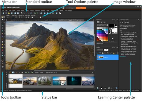 Screenshot of PaintShop Pro's Complete workspace