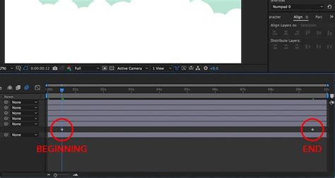 After Effects timeline with keyframes