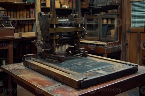 Old printing press with halftone plates
