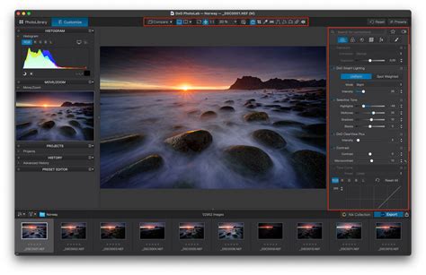 DxO PhotoLab interface showing lens correction profiles