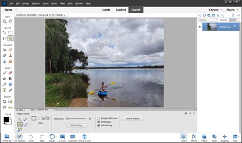 Adobe Photoshop Elements interface with guided edit options