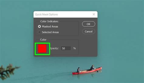Quick Mask Mode showing selection overlay