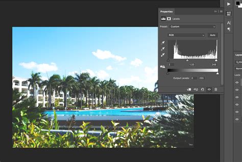 Levels adjustment for matte effect