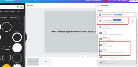 Screenshot of Canva's download options with PDF Print selected