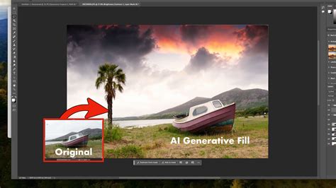 Photoshop Generative Fill interface showing an image being expanded