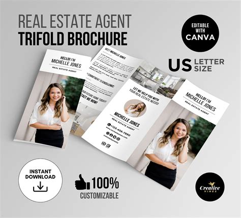 A real estate agent handing a trifold brochure to a client