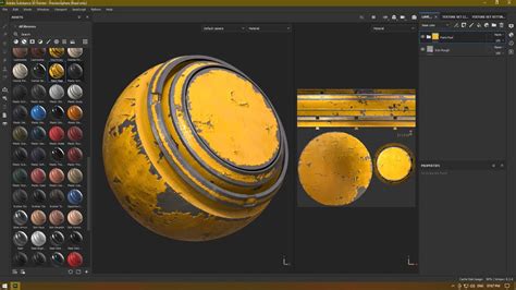 Substance Painter interface with shader ball icon highlighted