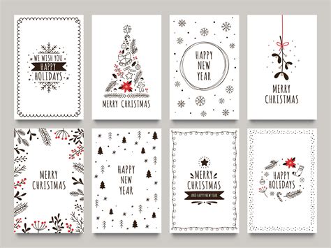 Christmas card design with hand-drawn elements