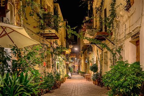 Narrow, charming street in Chania's old town with Venetian architecture