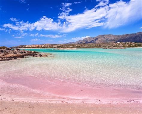 Elafonissi beach with its distinctive pink sand and shallow turquoise waters