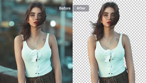 Before and after image showcasing the Background Remover tool removing a busy background with text