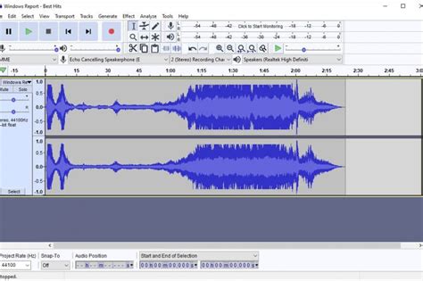 Screenshot of Audacity interface
