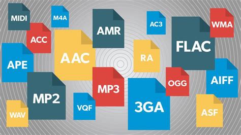 Infographic comparing audio file formats (MP3, WAV, AAC, FLAC)