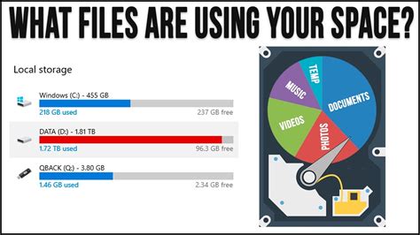 Infographic showing different categories of files that consume hard drive space