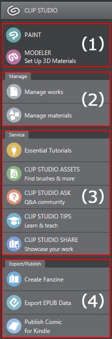 Clip Studio Paint Manage Works screen with folders and files