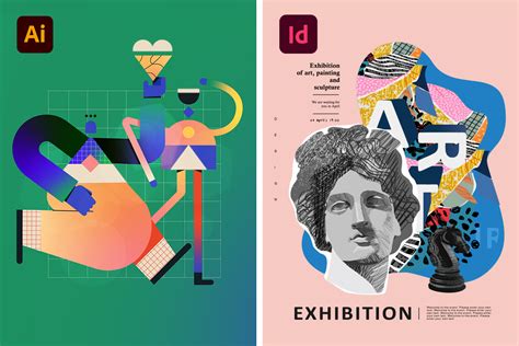 Illustration of a designer using InDesign to place multiple images