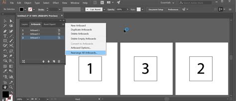 Adobe Illustrator Rearrange All Artboards dialog box