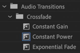 Visual representation of a crossfade transition between two audio clips
