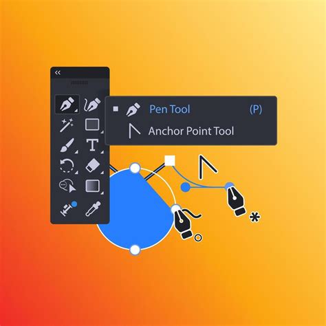 Illustrating Pen Tool Anchor Point manipulation with Direction Lines