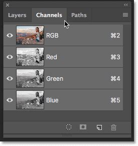 Photoshop Channels panel showing a high-contrast blue channel