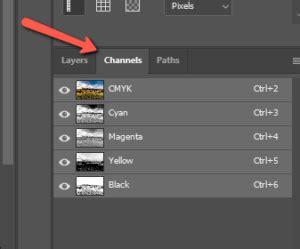 Screenshot of Photoshop showing the Channels panel with the Blue channel duplicated and filled with black and white.