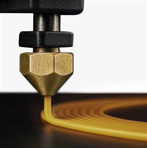 3D printer nozzle extruding PLA filament