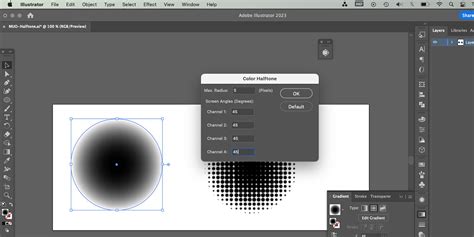 Screenshot of Adobe Illustrator's Color Halftone effect settings dialog box