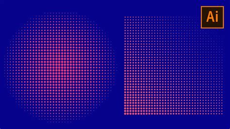 Comparison of a halftone effect applied to a solid color versus a gradient in Illustrator