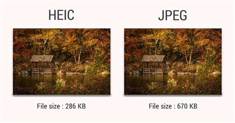 Illustration of HEIC vs JPEG file sizes