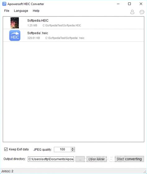 Screenshot of Apowersoft Free HEIC Converter interface