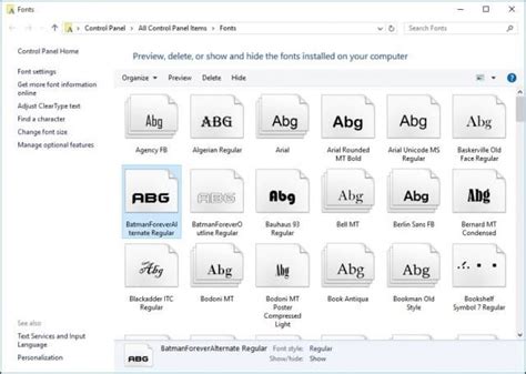 Windows Control Panel Fonts Folder