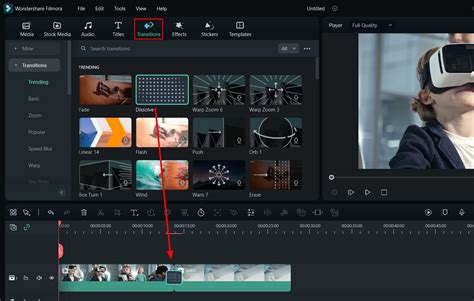Examples of video transitions in Filmora