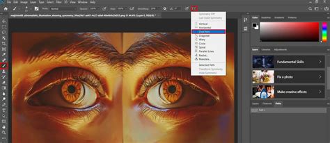 Example of Wavy Symmetry in Photoshop, showing distorted mirrored strokes