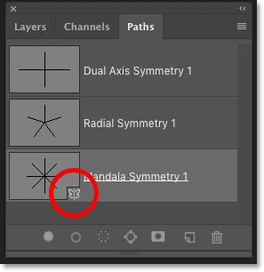 Example of a complex design created using multiple duplicated symmetry paths in Photoshop