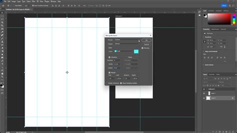 Photoshop canvas divided by guides for icon placement
