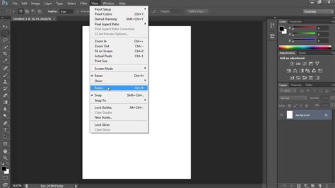 Screenshot showing how to enable and change units on Photoshop rulers