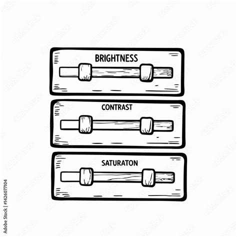 Diagram showing sliders for brightness, contrast, and saturation