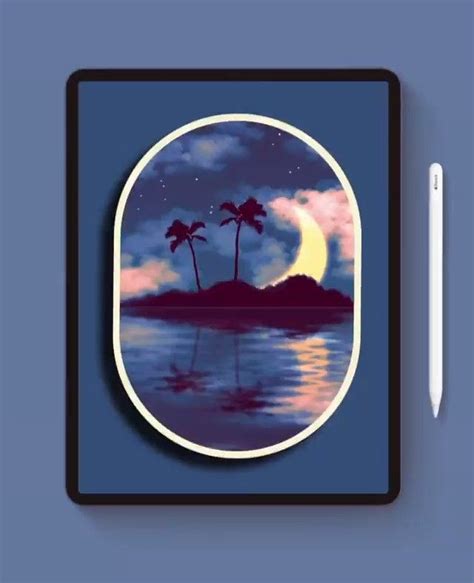 Example of a digital painting of a night scene created in Procreate