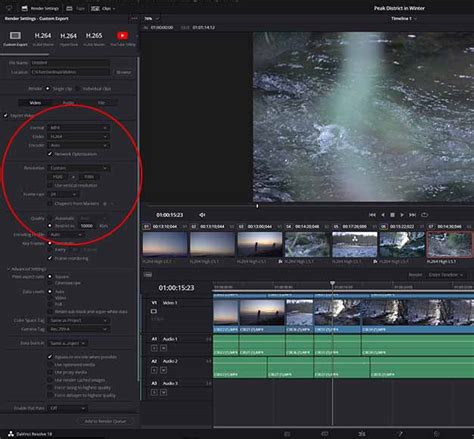 DaVinci Resolve Render Queue with job details expanded