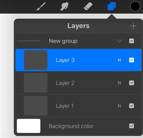 Procreate Layers panel showing groups and named layers
