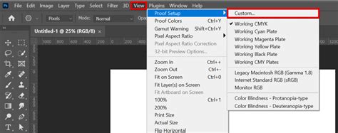 Photoshop Proof Setup dialog box
