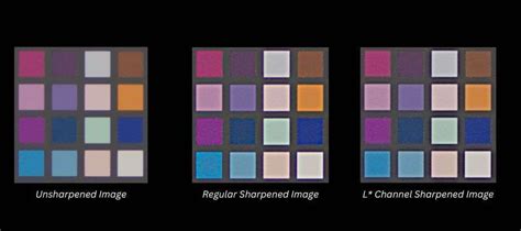 Diagram illustrating LAB color channels and how sharpening is applied to the Lightness channel