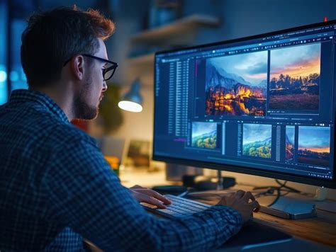 Photographer editing photos on a computer
